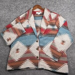 Back in the Saddle Aztec Tapestry Jacket Womens 1X Multicolor Southwest Vintage